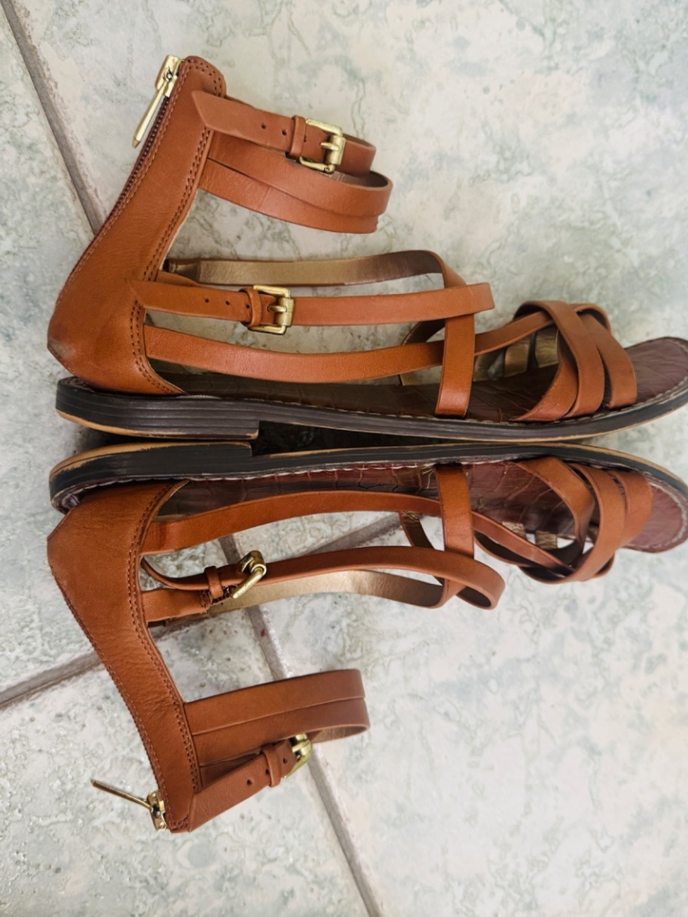 Sam Edelman - Preloved Brown Leather Sandals, Size 10 - Picture 2 of 8
